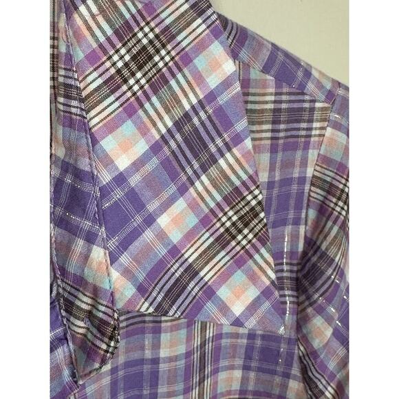 ModCloth Plaid To Know You Shirt Dress Plus Size 1X Purple Lavender - Picture 15 of 16